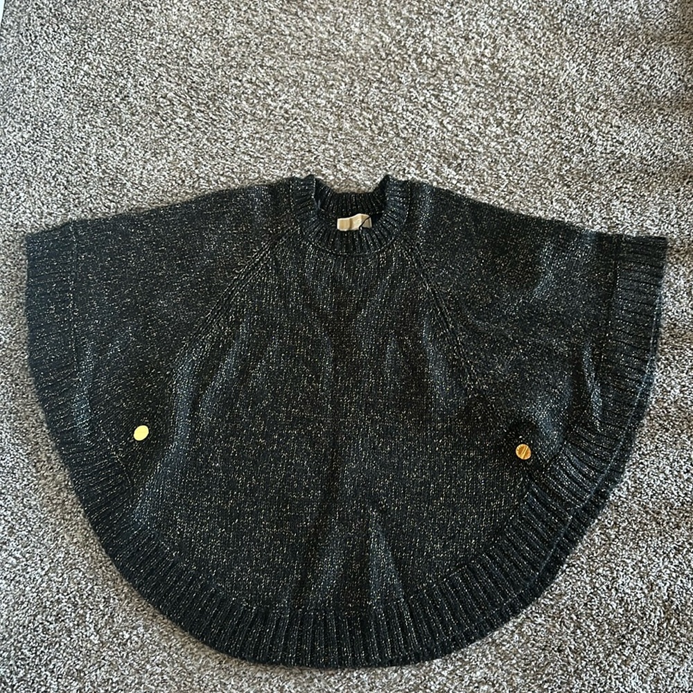 Michael Kors Black & Gold Metallic Poncho